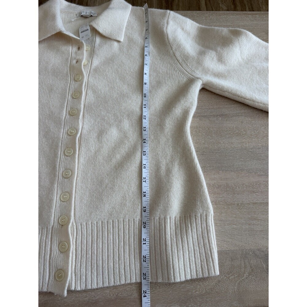 J Crew NWT Milano Stitch Cinched Waist Cardigan in Ivory Size Large 100% Wool - Picture 6 of 8